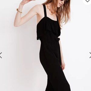 Madewell Black Apron Ruffle Jumpsuit Size Xxsmall Adjustable Straps
